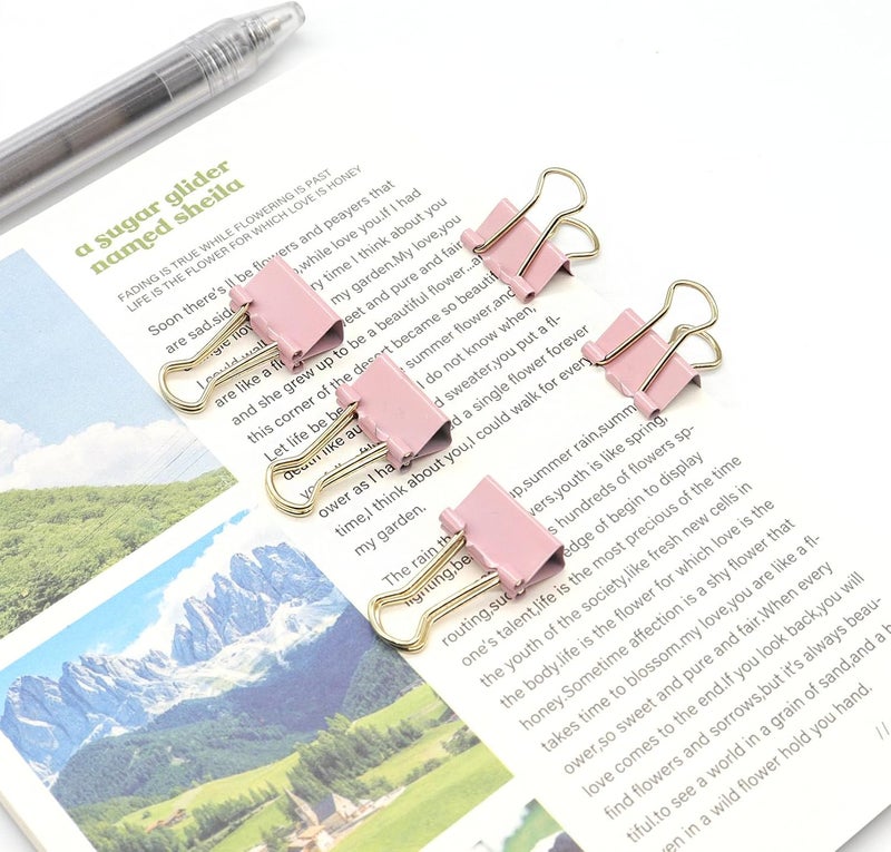 YCVIORING Mini Binder Clips, 100 Pack, Light Pink, 15mm (5/8 inch), Office, Home, School, Crafts, Tempered Steel, Modern Style - Image 4